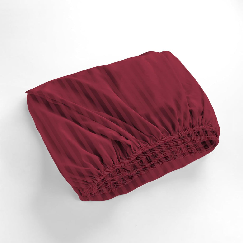 1000 Series - 100% Egyptian Cotton Sheet Set Soft & Comfy Breathable Hotel Quality Luxury Bedding -Queen Size Fits Mattress Up to 18-20' Deep (Stripe, Burgundy)