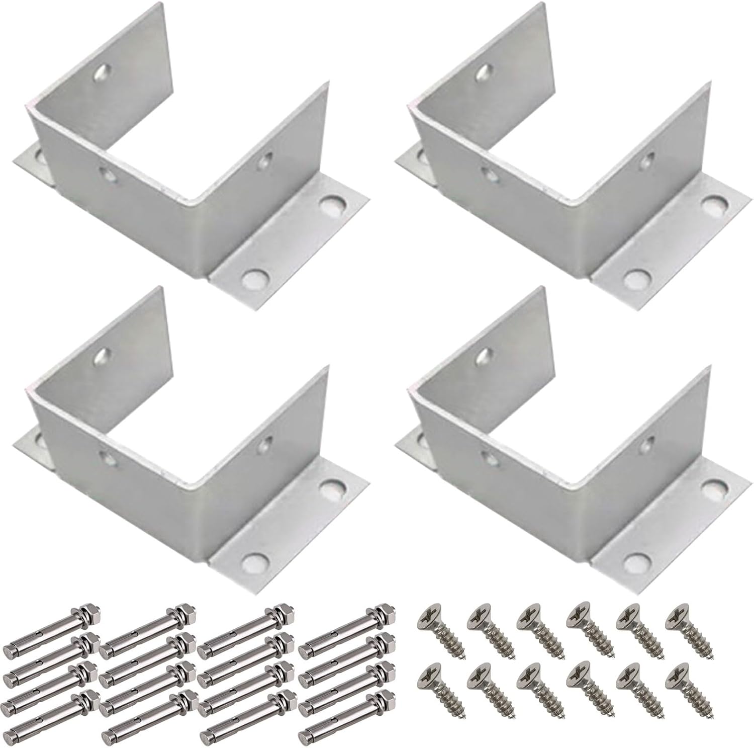 Stainless Steel Post Base, Large Railing Post Brackets/Heavy Duty Fence Post Anchor Fence Post Mounting Bracket for Wooden Posts Mailboxes Deck Post Fence Post, 4 Pcs (Size : 80x80x80mm/3.2x3.2x3.2i
