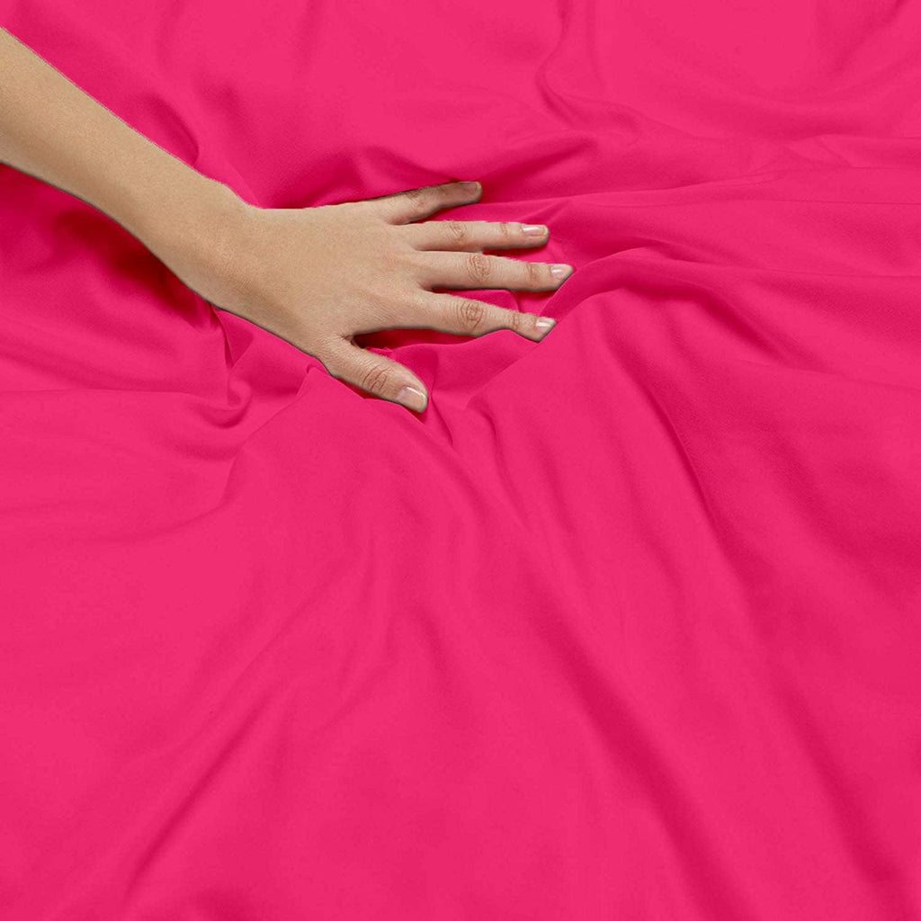 600 TC Oversized King Plus 120x128 Size Luxurious 3 Piece Premium Duvet Cover with Hidden Zipper Closer & Corner Ties - 100% Cotton Soft & Cozy, Hot Pink Solid