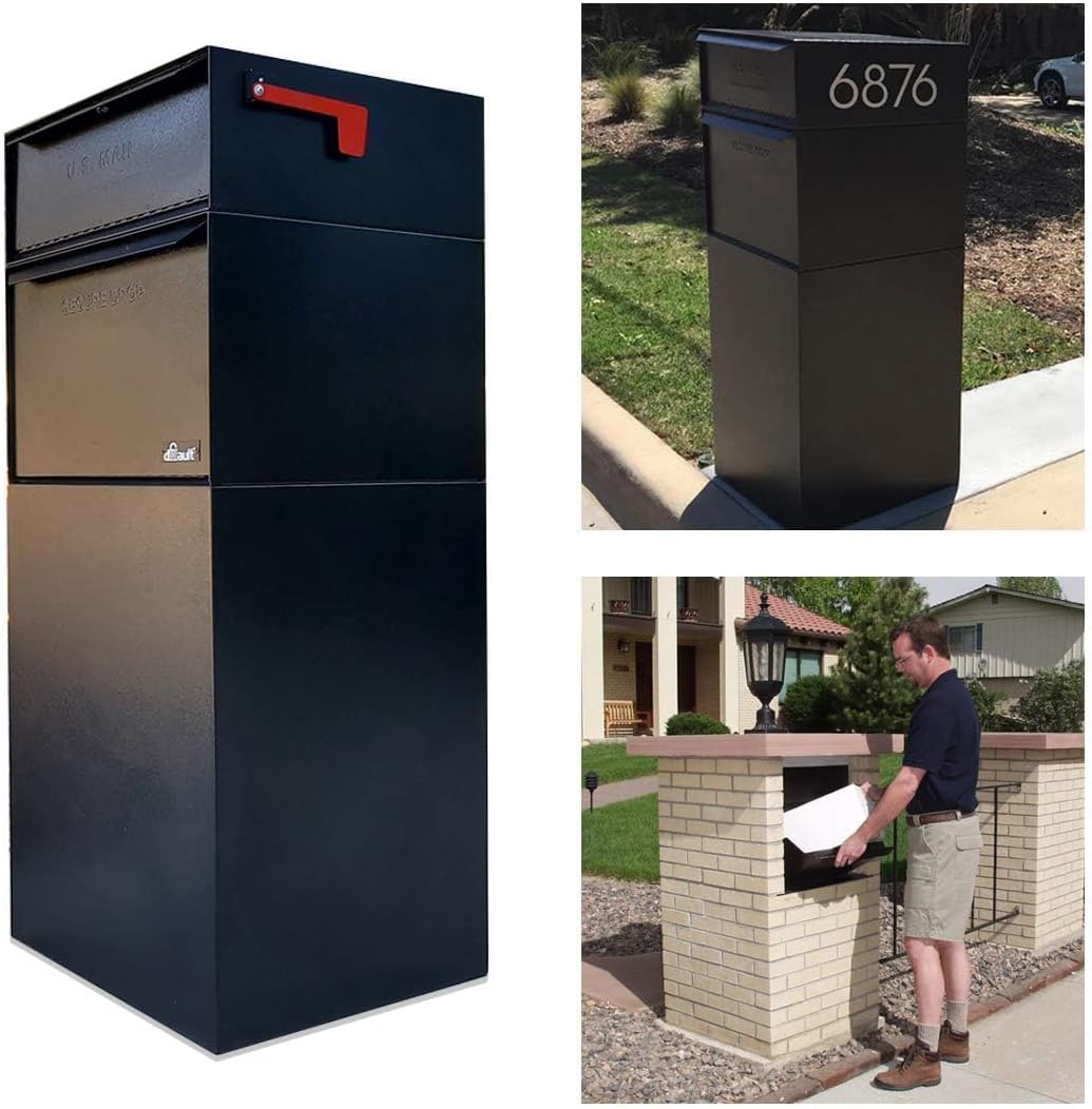 dVault® Full Service Vault DVCS0015 Secure Curbside Mailbox/Package Drop with Locking Letterbox (Black)