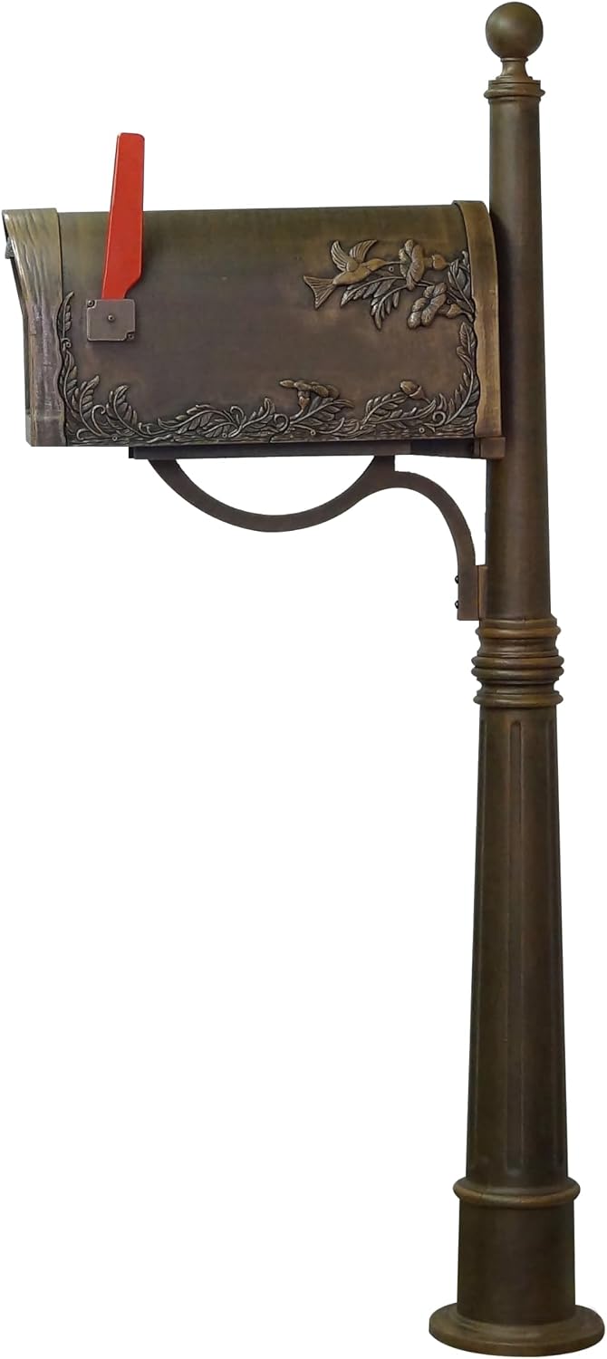 Special Lite Hummingbird Curbside Mailbox with Ashland Post - Copper Mailbox with Aluminum Post - SCB-1005_SPK600-CP