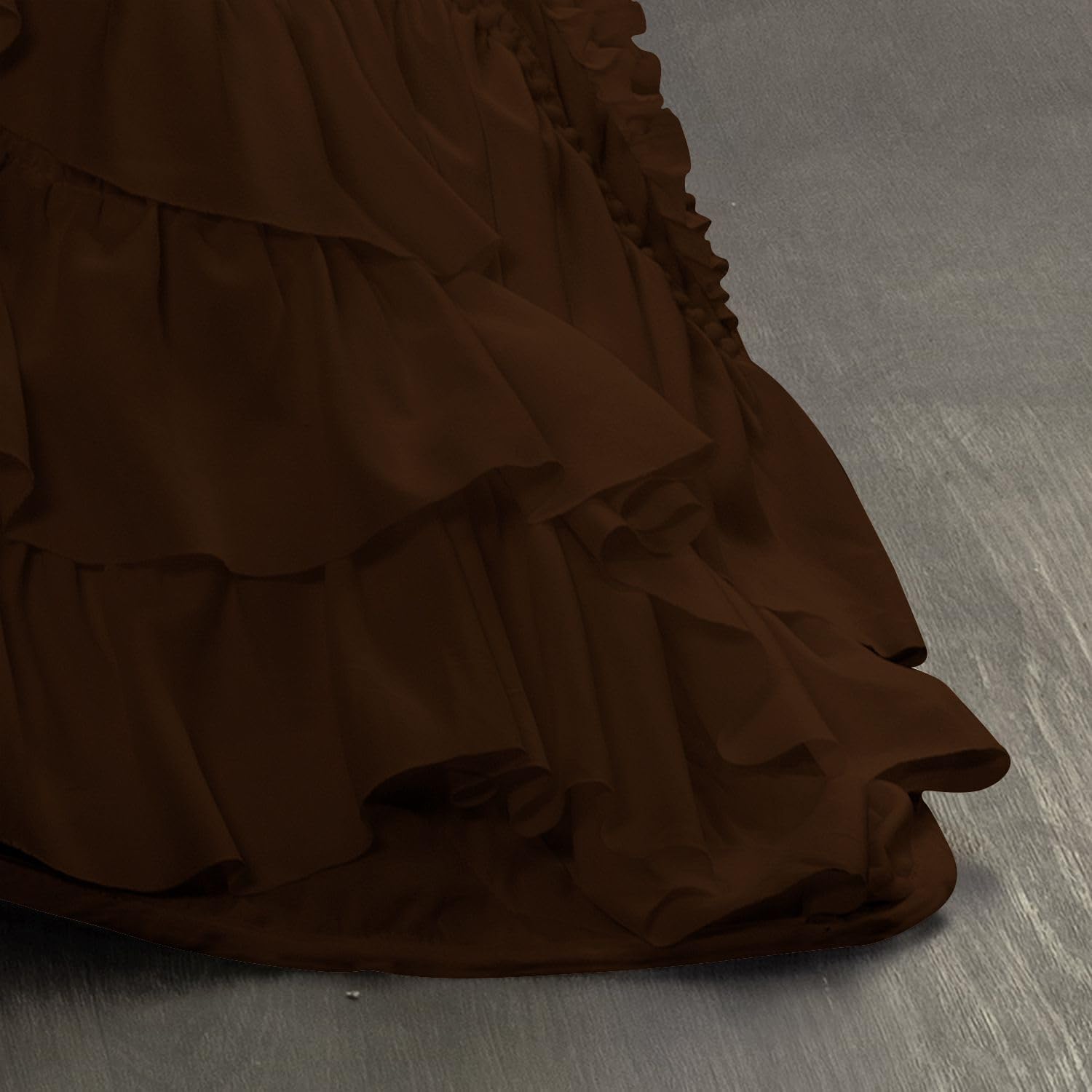 100% Egyptian Cotton, 550 GSM Microfiber Filled Quilt Ruffled Textured 3 Piece Full/Queen Size Comforter Set, Chocolate