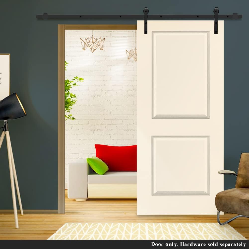 30 in. x 80 in. Beige Painted Composite MDF 2 Panel Interior Barn Door Slab