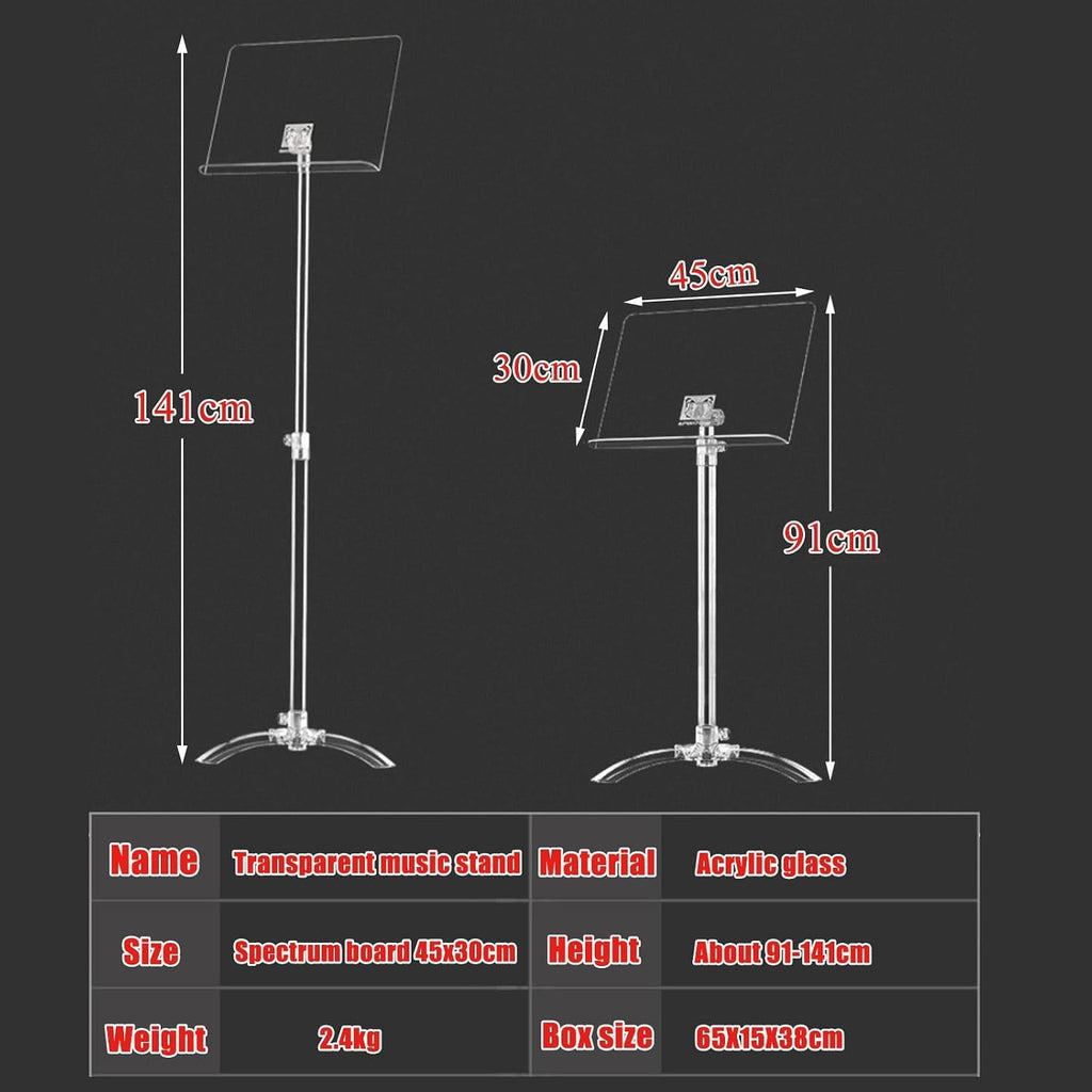 WORDFUN Clear Sheet Music Stand, Acrylic Music Book Stand, Orchestral Music Stand, Height Adjustable, Stable ButterflyMusic Stand for Sheet Music, Easy to Carry