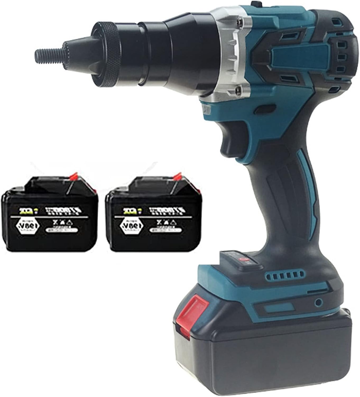 Electric Rivet Gun Adapter Riveter Insert Tool with 2* Battery,4000Mah Cordless Rechargeable Electric Blind Riveter Gun