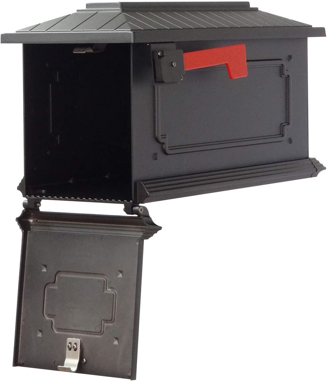 Special Lite Kingston Curbside Mailbox with Ashley Front Single Mailbox Mounting Bracket - TC-ASH-FS-1017-BLK