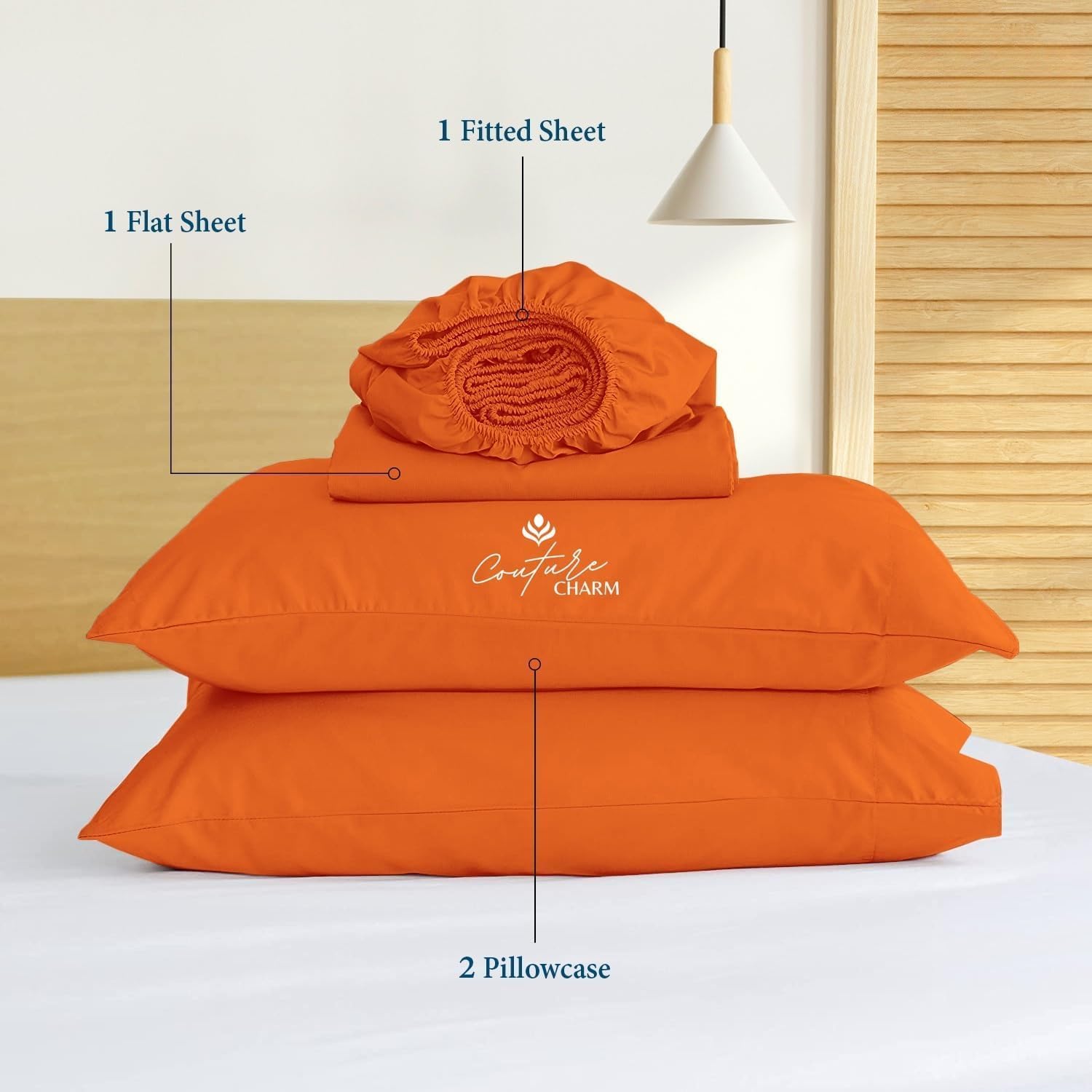 Queen Size 1000 Thread Count 100% Egyptian Cotton Sheet Set, 4-Piece, Sateen Weave, with 10-12' Deep Pocket Snug Fit (Solid, Orange)