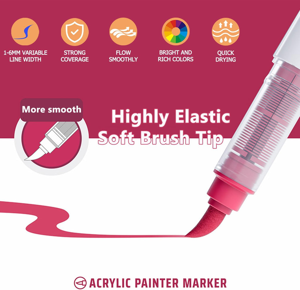 240 Colors Acrylic Paint Markers, Soft Brush Tip Acrylic Paint Pens for Paper, Rock Painting, Glass, Mugs, Fabric, Water Based Drawing Marker Set, Acrylic Painter Ink