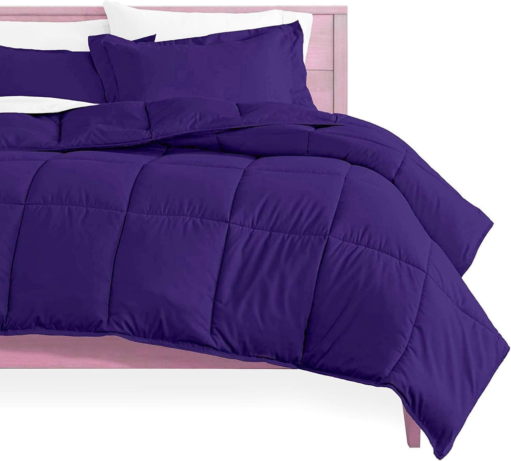Oversized Queen All-Season Cooling Warmth Comforter Set – 3 Piece Bedding – 100% Egyptian Cotton, Long-Staple & Silky Soft – Luxury Hotel-Quality Duvet Insert – Machine Washable - Egg Plant