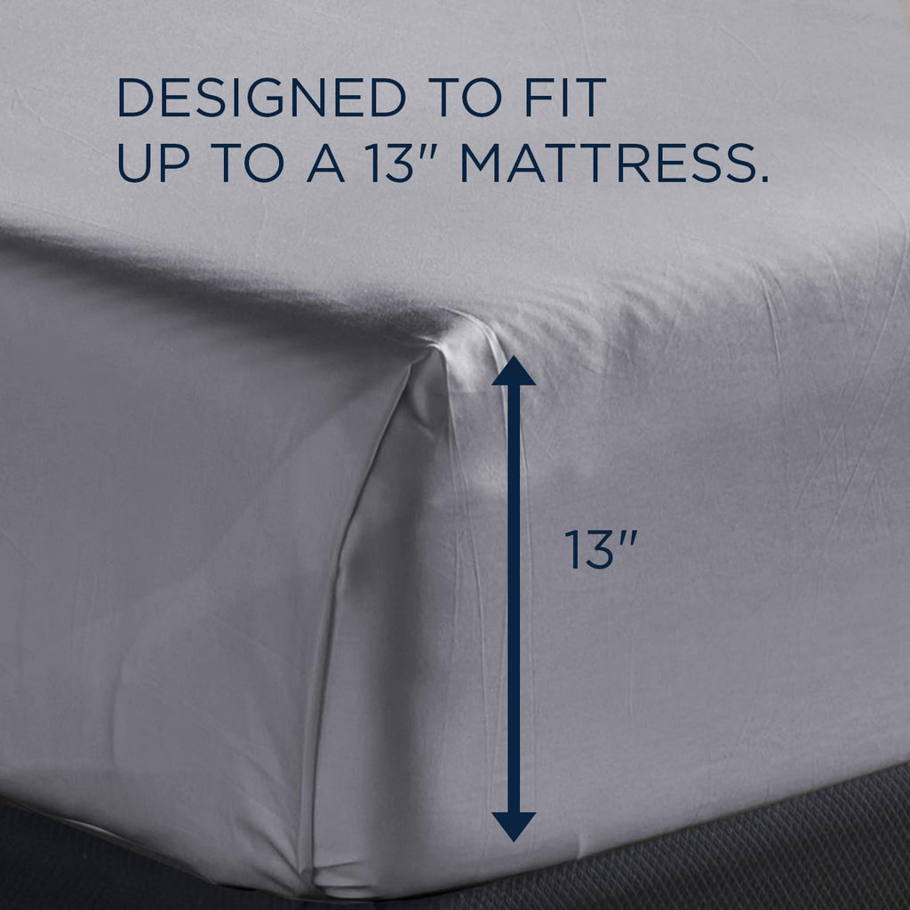 TEMPUR Luxe Egyptian Cotton Sheet Set Silver Mist - Twin
