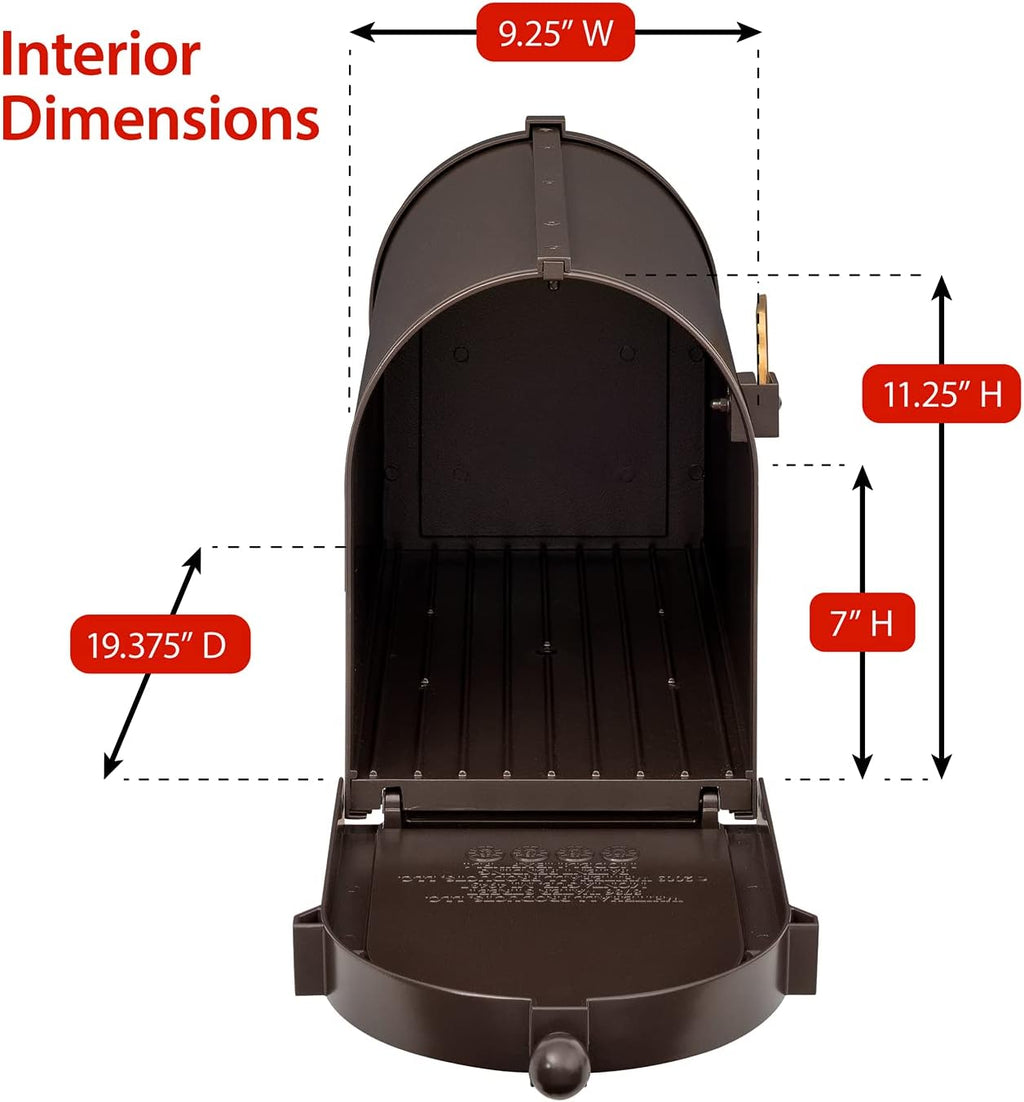 Whitehall Ultimate Mailbox Package, Personalized Large Mailbox with Post and Address Plaque for Outside - Bronze/Gold