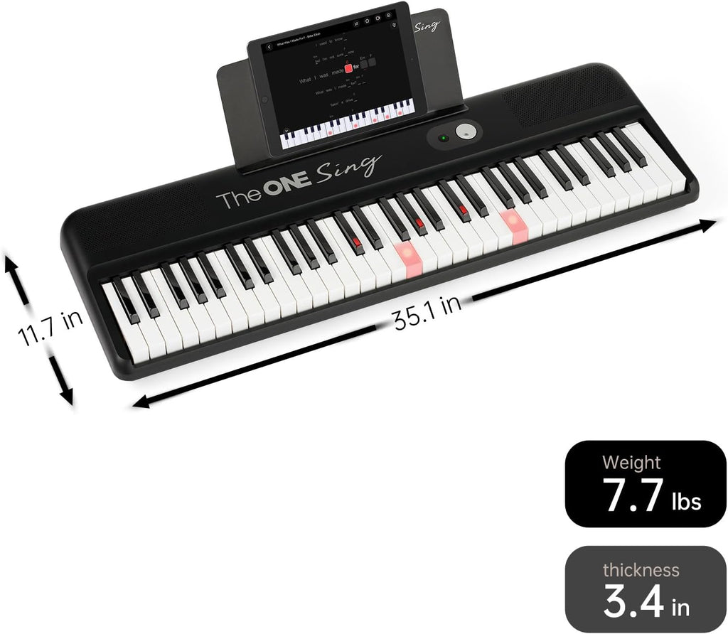 The ONE Keyboard Piano Sing, 61 Keys Piano Keyboard For Singing & Practice with Bluetooth, Record and Huge Library of Songs for Sing-Along, Electric Piano For Music Lover & Beginner (Black)