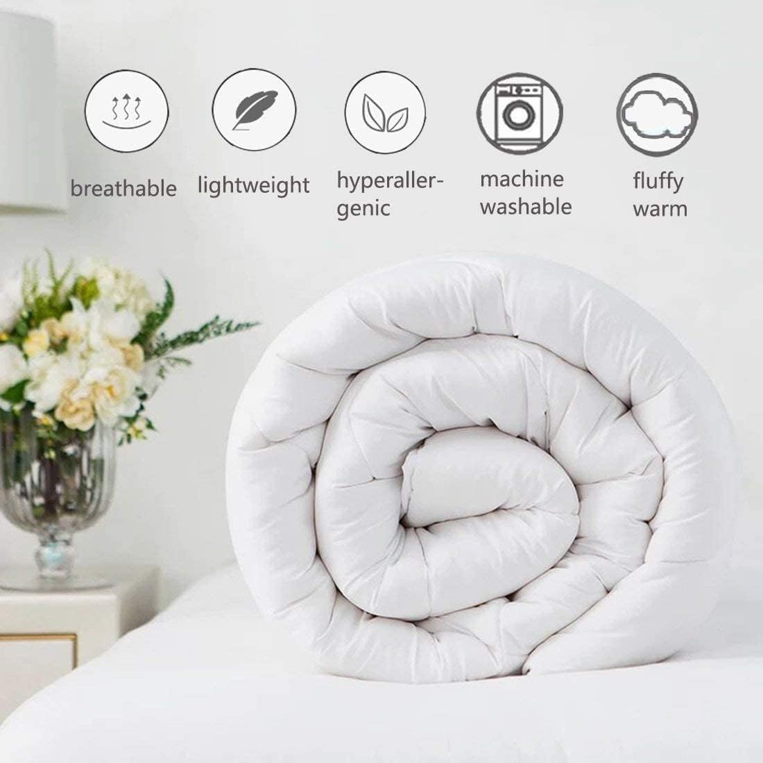 9.8 NEWTON Modern Solid 1600-TC Diamond Pinch Down Alternative Comforter Full Size 82 x 86 Inches 1-Piece All-Season Duvet Insert, 850 GSM Micro Fill & All Side Corner Tabs 100% Egyptian Cotton