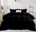 Pinch Pleated Soft 400 GSM All Season Black 5 Piece Queen Size Comforter Set (Comforter + 4 Pillowcases) 600 Series Egyptian Cotton Comforter Bedding Set