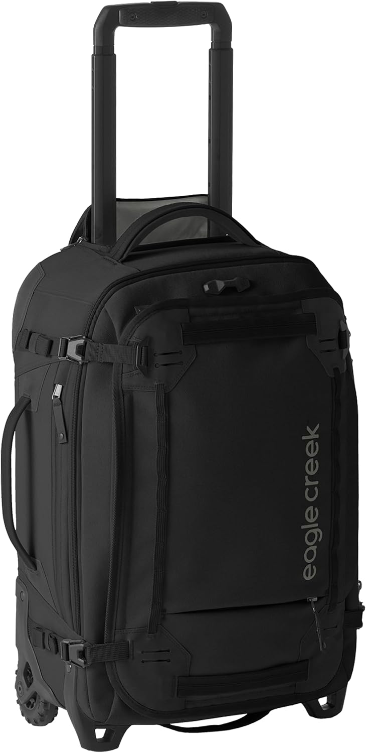 Eagle Creek Gear Warrior XE 2-Wheel Convertible Carry-On Luggage for Travel Essentials - Heavy Duty Wheels - Lockable Zippers - Interior Laptop Sleeve - Black - 21.75'