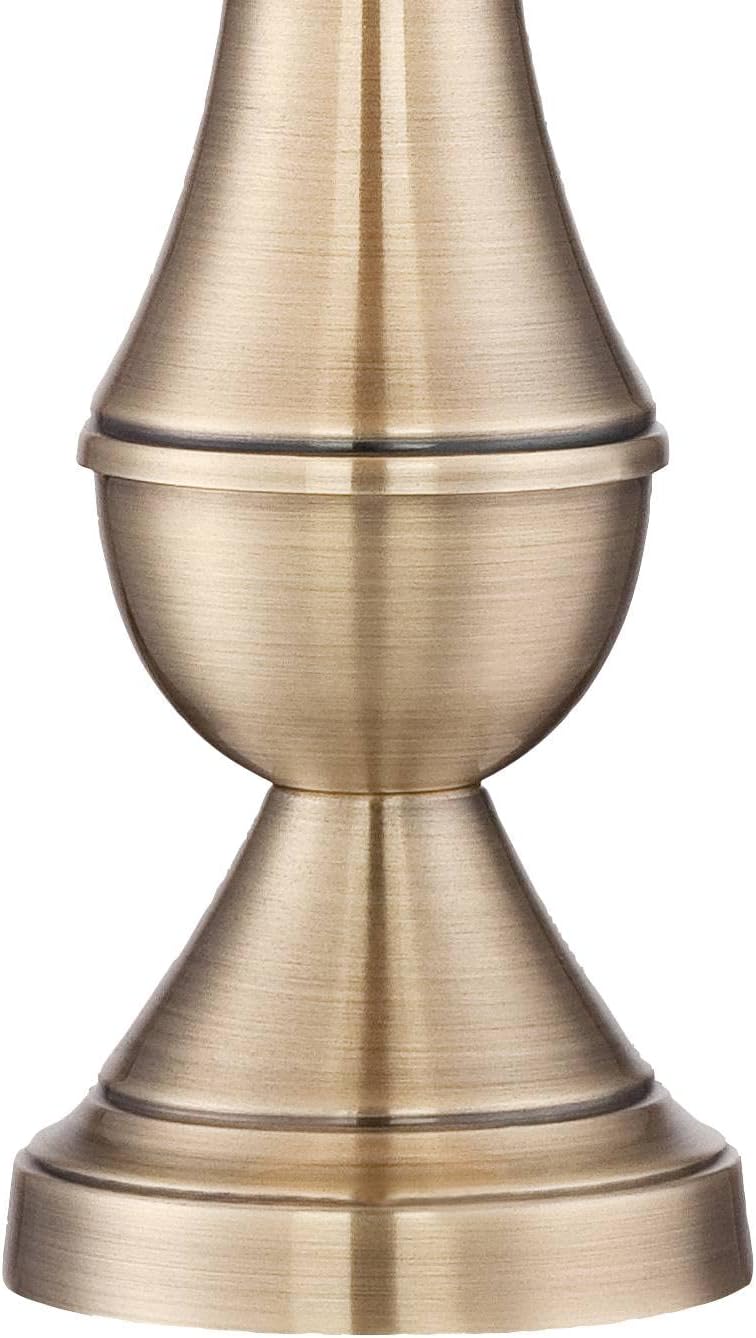 Regency Hill Becky Traditional Candlestick Table Lamps 24 3/4' Tall Set of 2 Antique Brass Gold Metal Ivory Linen Pleat Shade for Bedroom Living Room Bedside Nightstand House Home Office