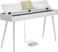 Digital Piano 88 Key Weighted Keyboard,Full-Size Desk Progressive Hammer-Action Electric Piano For Beginners, With Sheet Music Stand, Pedal,Power Adapter, Headphone Mode, Usb-Mid (Pearl White)