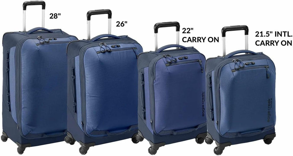 Eagle Creek Expanse 4-Wheel 22' Carry-On Luggage - Rolling Four-Wheel Carry-On Luggage for Easy Travel - Lockable Zippers - Expandable Main Compartment - Telescoping Handles - Pilot Blue