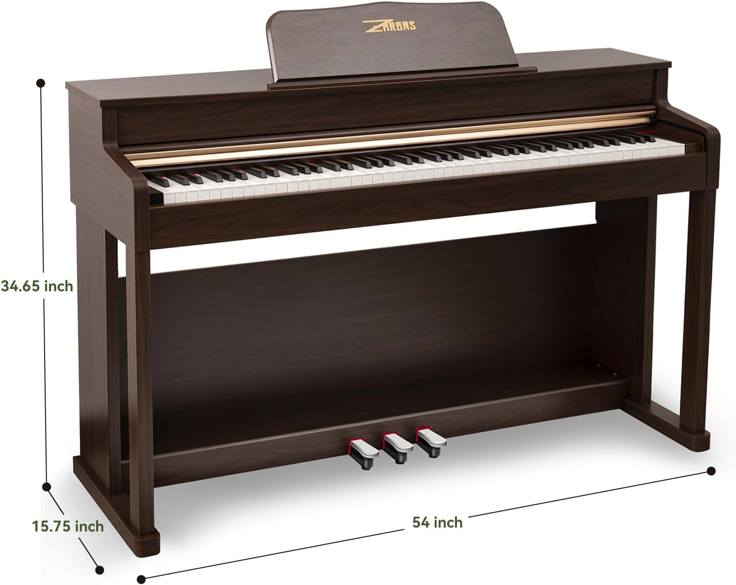 Digital Piano, 88 Key Full Weighted Keyboard Piano, Professional Acoustic Heavy Hammer Piano Keyboard, with Sheet Music Stand, Triple Pedal, Power Adapter, Supports USB-MIDI Connecting, Brown