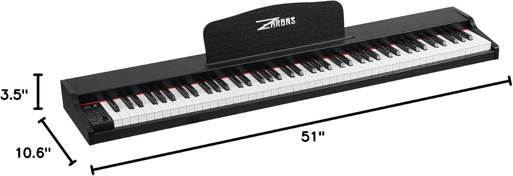 Digital Piano 88 Key Weighted, Full Size Electric Keyboard Piano for Beginners, Portable Piano Keyboard with Sheet Music Stand, Sustain Pedal, Power Adapter, Black (Keyboard Only)