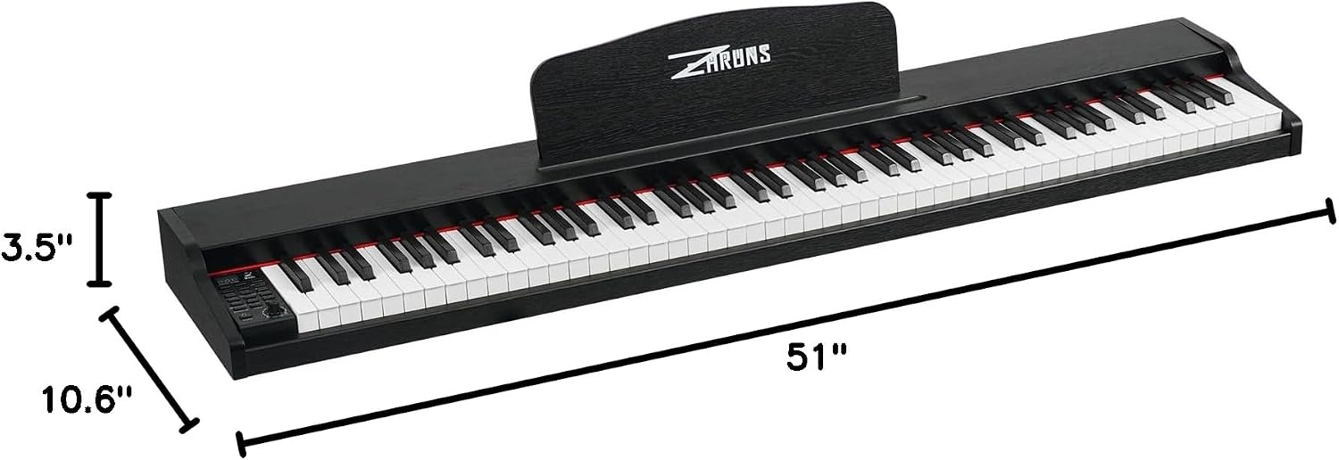 Digital Piano 88 Key Weighted, Full Size Electric Keyboard Piano for Beginners, Portable Piano Keyboard with Sheet Music Stand, Sustain Pedal, Power Adapter, Black (Keyboard Only)