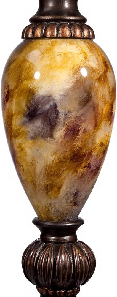 kathy ireland Mulholland Traditional Table Lamp 30' Tall Brown Gold Faux Marble Aged Bronze Off-White Fabric Oval Shade Decor for Bedroom Living Bedside Nightstand Home Office Kids Room