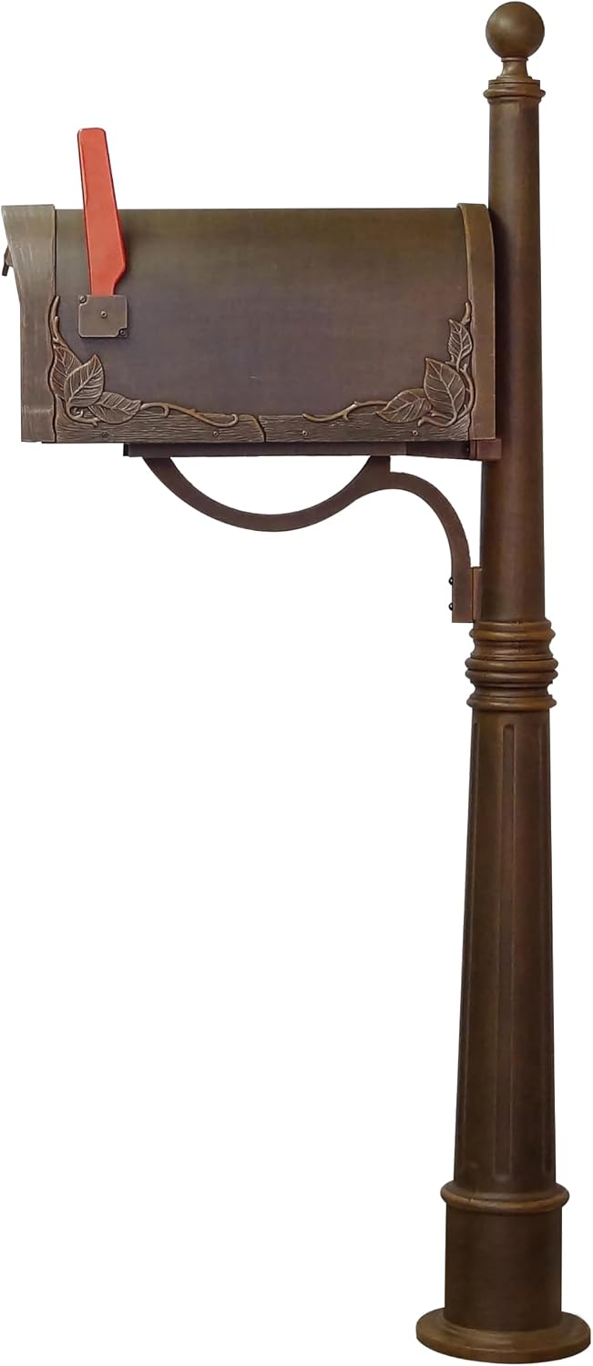 Special Lite Floral Curbside Mailbox with Ashland Post - Copper Mailbox with Aluminum Post - SCF-1003_SPK-600-CP