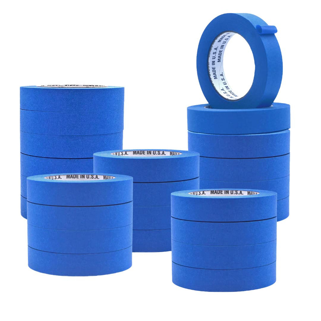 Made in USA Blue Painter's Tape - 1 inch x 60 yds. (48 Pack) Thick & Wide Masking Tape for Safe Wall Painting, Building, Remodeling, Labeling, Edge Finishing
