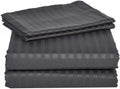 Split-Queen Sheets for Adjustable Bed Super Soft 1800-TC Heavy Egyptian Cotton 5-Piece Sheets Set Fits 18-20' Fully Elastic Deep Pocket (Stripe, Grey)