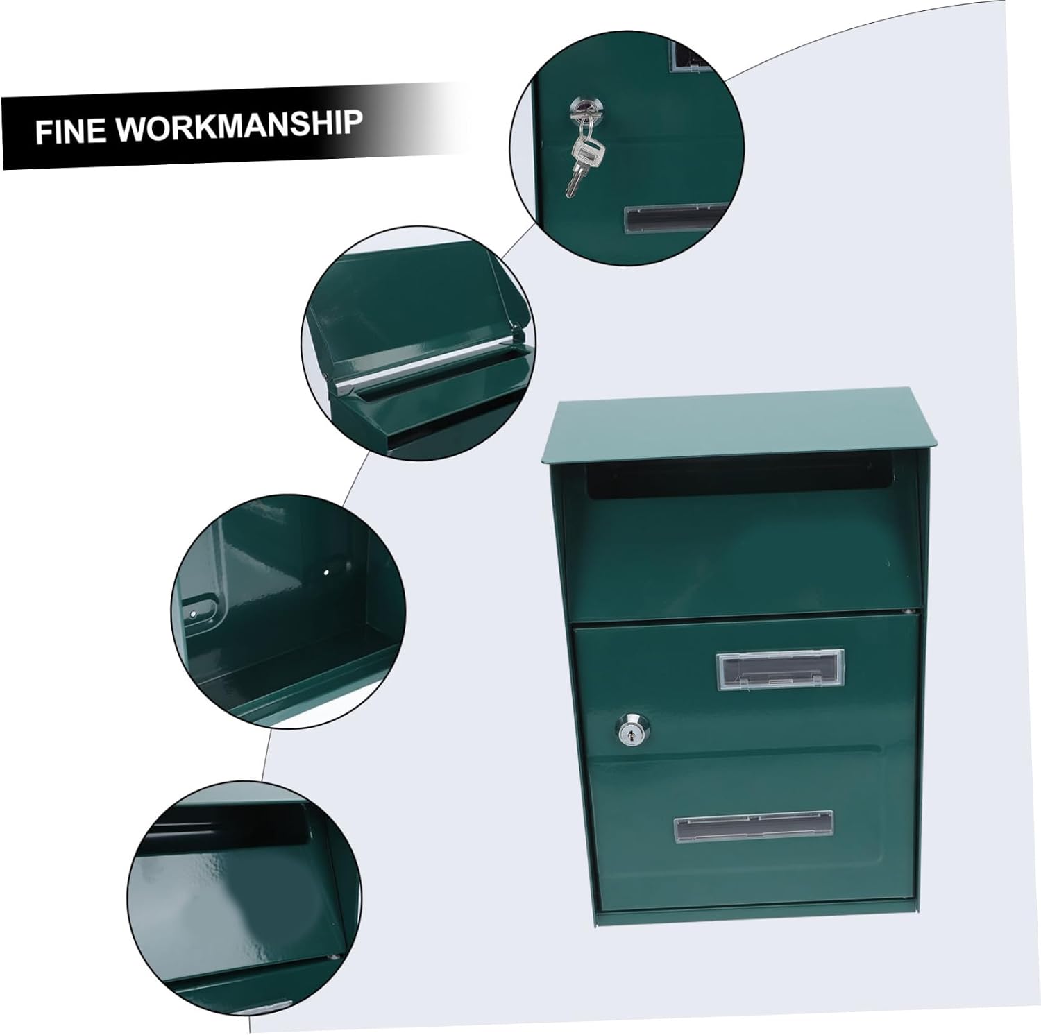 Tofficu 2pcs Large Wall Mount Mailbox Cast Aluminum Modern Design Secure Letter Box Sturdy and Durable