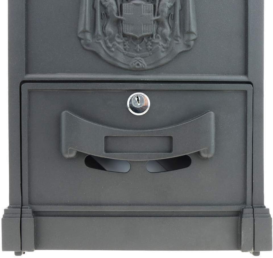 Letter Boxes for Outside Post Boxes Wall Mounted European Cast Aluminum with Lock Wall-Mounted Waterproof Mailbox Mailbox