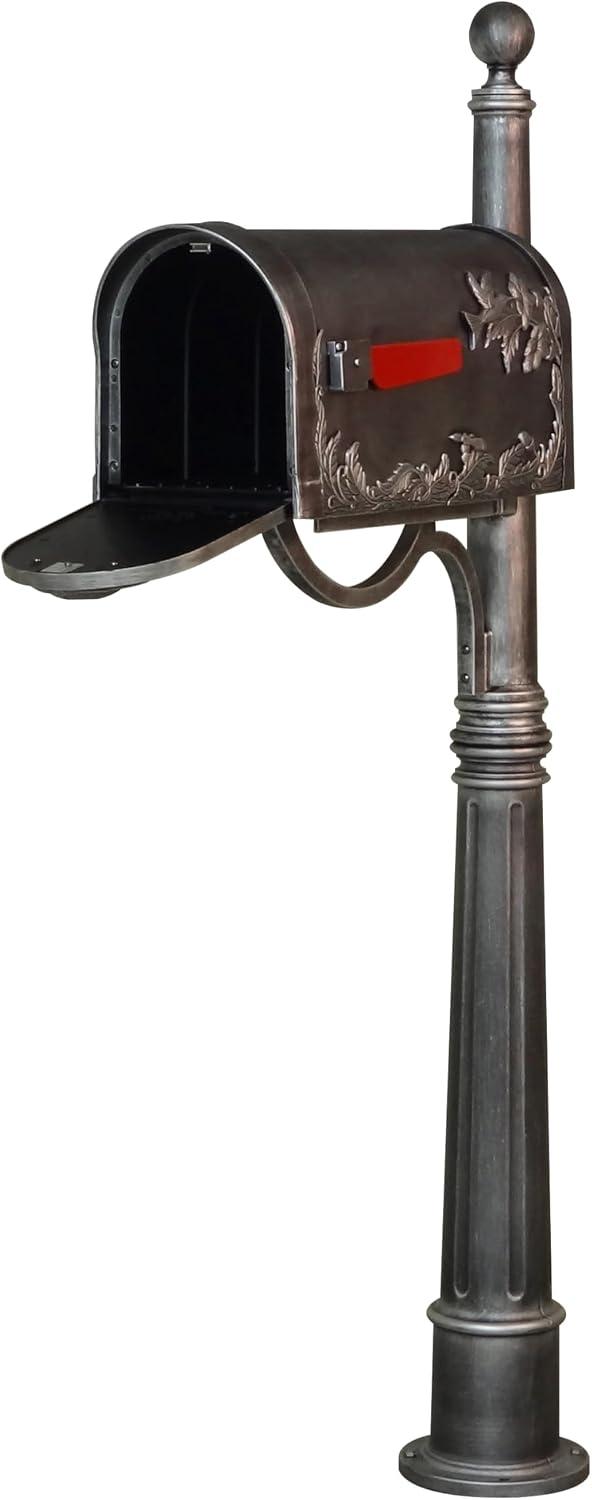 Special Lite Hummingbird Curbside Mailbox with Ashland Post - Swedish Silver Mailbox with Aluminum Post - SCB-1005_SPK600-SW