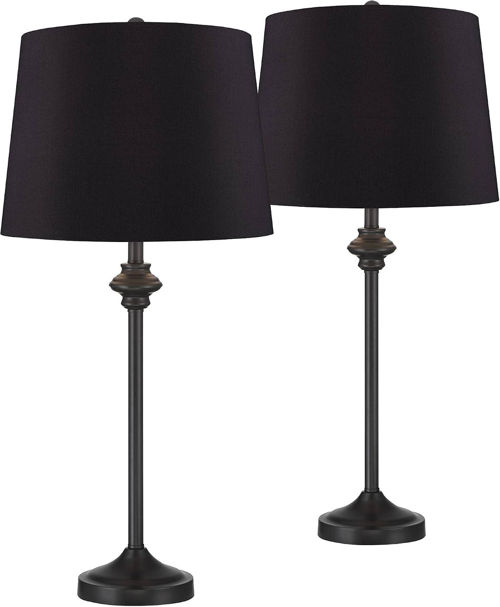 360 Lighting Lynn 26' Tall Skinny Buffet Modern Table Lamps Set of 2 Black Finish Metal Living Room Bedroom Bedside Nightstand House Office Home Reading Kitchen Entryway Console Family Dining