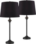 360 Lighting Lynn 26' Tall Skinny Buffet Modern Table Lamps Set of 2 Black Finish Metal Living Room Bedroom Bedside Nightstand House Office Home Reading Kitchen Entryway Console Family Dining