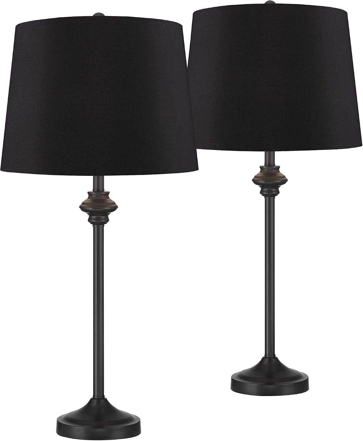 360 Lighting Lynn 26' Tall Skinny Buffet Modern Table Lamps Set of 2 Black Finish Metal Living Room Bedroom Bedside Nightstand House Office Home Reading Kitchen Entryway Console Family Dining