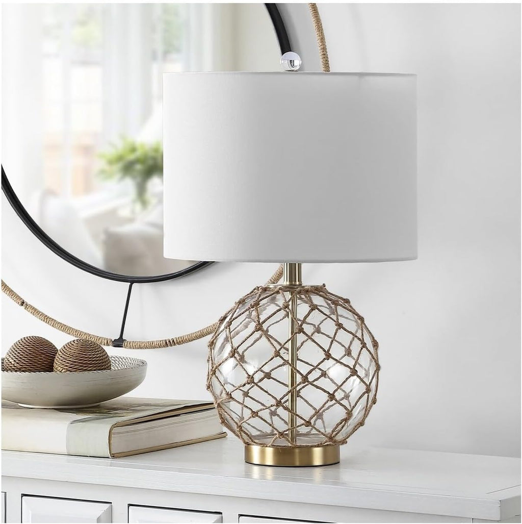SAFAVIEH Lighting Collection Gremeli Nautical Boho Orb Rope 22-inch Bedroom Living Room Home Office Desk Nightstand Table Lamp Set of 2 (LED Bulbs Included)