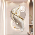 Feather Wall Decor, 3D Wall Painting with Light, Plug-in Power Supply 3D Wall Art Decor with Led Lights, Art for Walls for Living Room Entrance Corridor(B,60x100cm/23.6x39.4in)