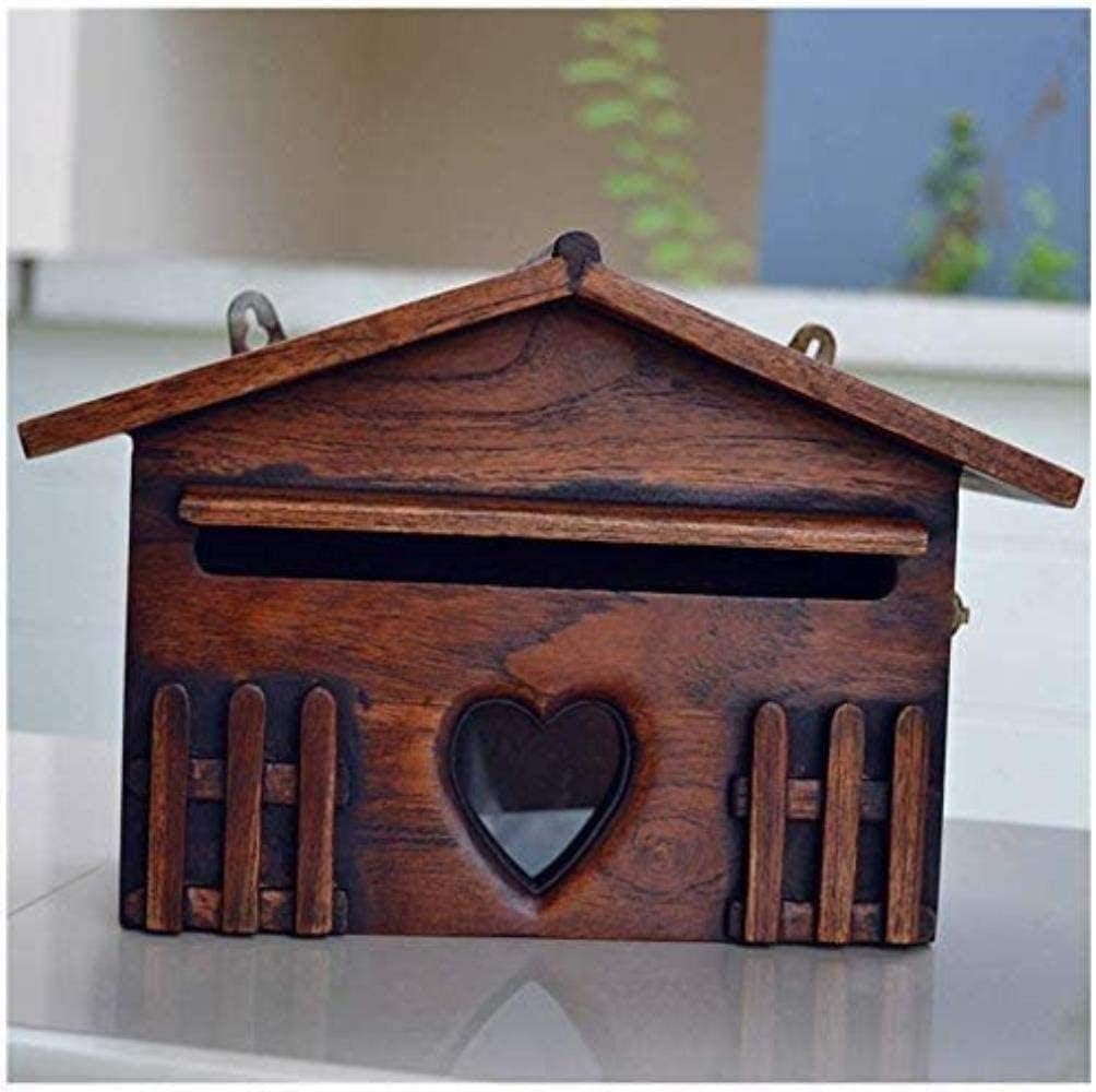 Mailbox Post Box Solid Wood Creative Outdoor Rainproof Home Wall Mounted Letter Box Lockable