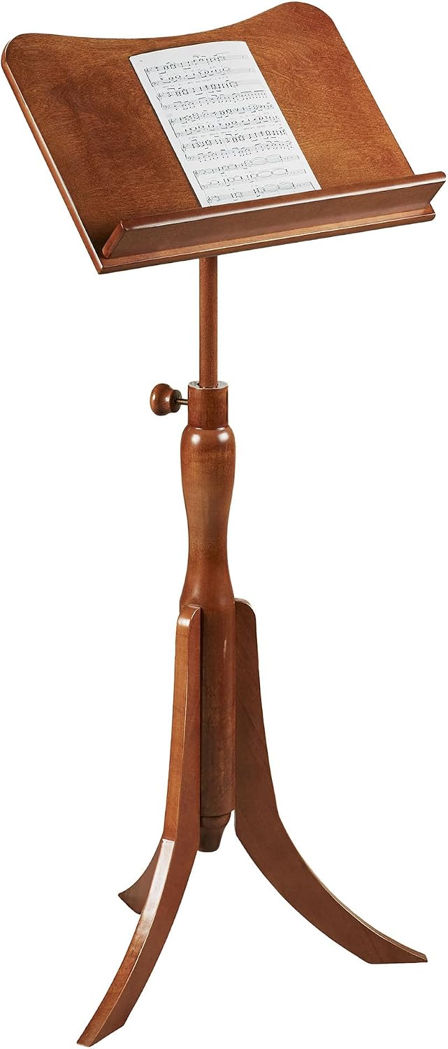 Touch of Class Parke Music Sheet Stand - Wooden - Regal Walnut - Adjustable - Wood Station for Conductors - Library Lectern for Atlas, Dictionary - Auditorium, Meeting Room, Classroom for Speeches