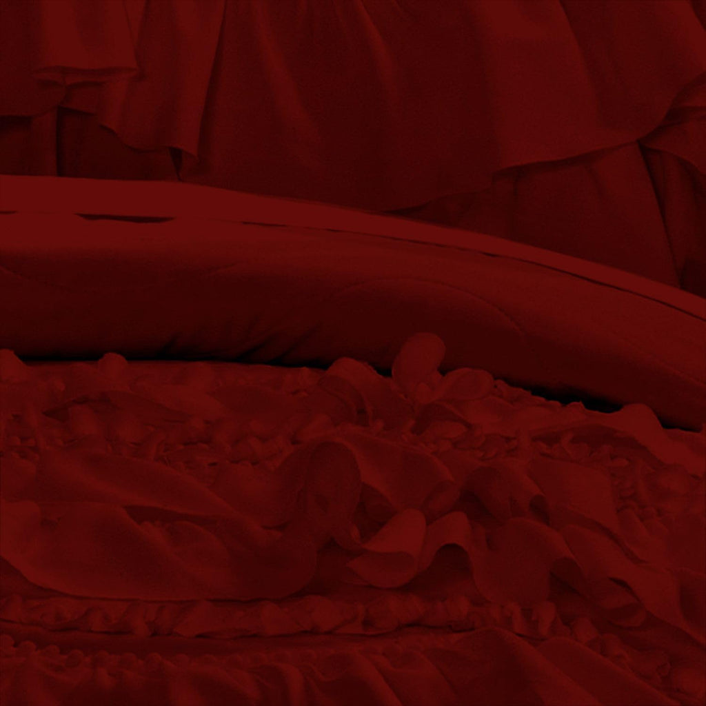 100% Egyptian Cotton, 550 GSM Microfiber Filled Quilt Ruffled Textured 3 Piece Full/Queen Size Comforter Set, Burgundy