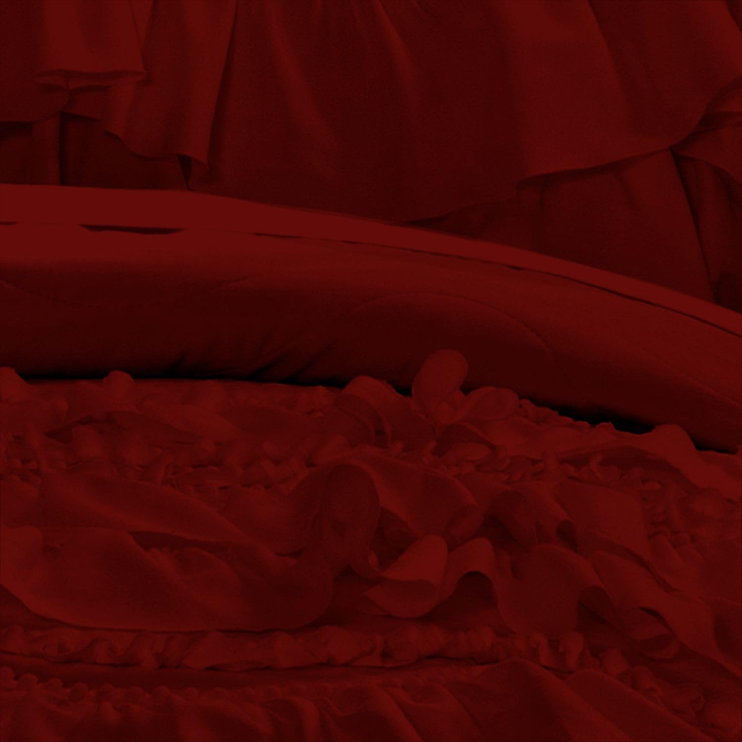 100% Egyptian Cotton, 550 GSM Microfiber Filled Quilt Ruffled Textured 3 Piece Full/Queen Size Comforter Set, Burgundy