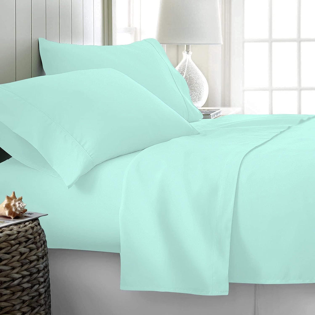 7 Piece Bed-in-A-Bag Comforter & Sheet Set 8-10' Deep Pocket, 100% Egyptian Cotton Queen Size, Aqua Blue, Sets Include - 1Comforter, 1Flat Sheet,1Fitted Sheet, 2Pillowcase & 2Pillowsham