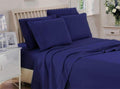 SHERA'S BEDDINGS 6- Piece Sheet Set Fits Mattress Upto 10-12 Inches Fully Elastic Deep Pocket Queen (60' X 80') Navy Blue Solid 650 Thread Count 100% Egyptian Cotton