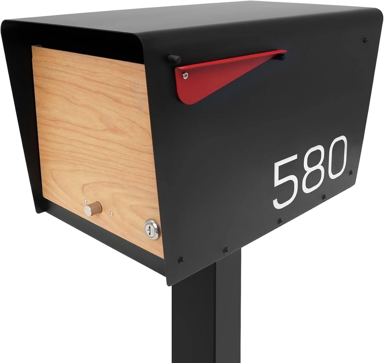 Movo Home Charles Mailbox, Post Mount Curbside, Security Lock, Large, Black
