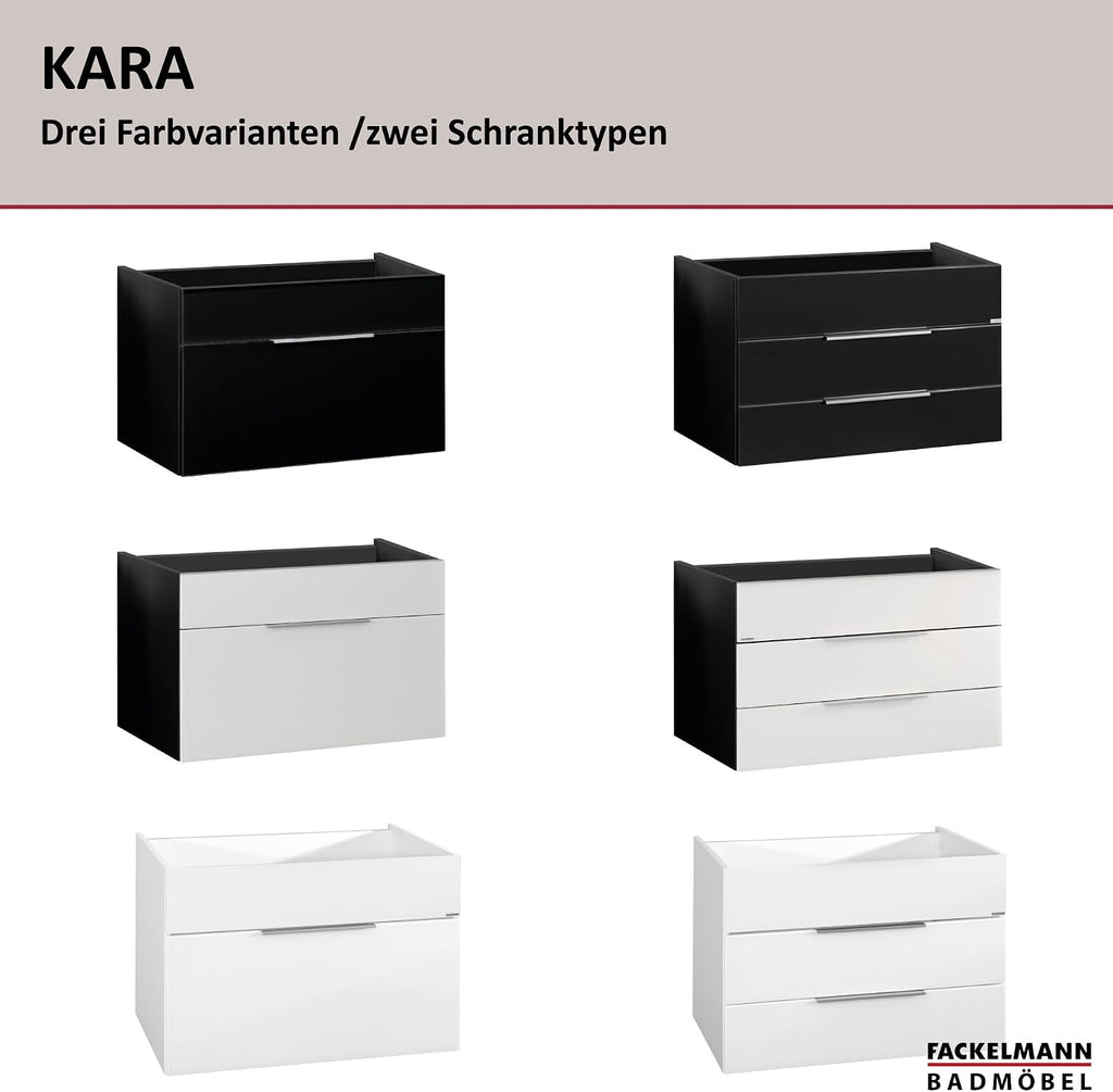FACKELMANN Kara Vanity Unit/Bathroom Cabinet with Soft-Close System/Dimensions (W x H x D): Approx. 80 x 59 x 49 cm Cabinet for Bathroom/Furniture for Toilet or Bathroom/Body: