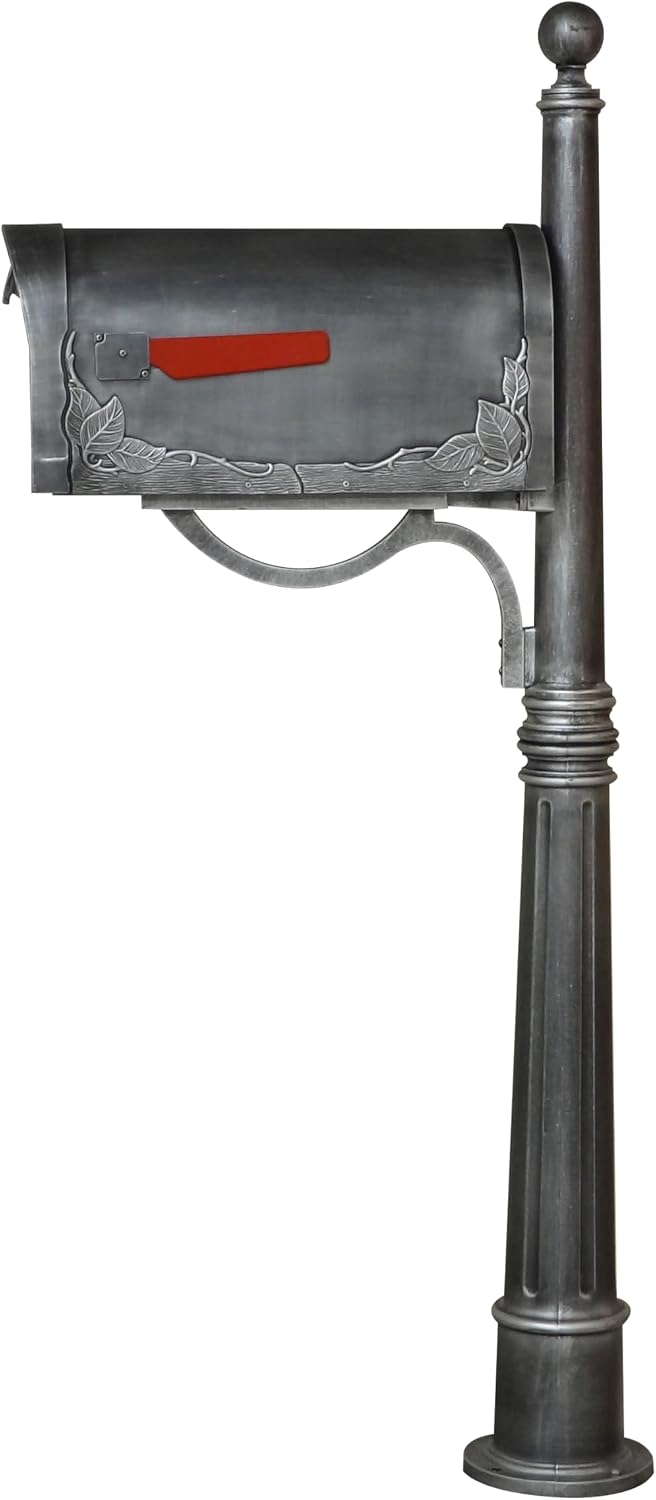 Special Lite Floral Curbside Mailbox with Ashland Post - Swedish Silver Mailbox with Aluminum Post - SCF-1003_SPK-600-SW