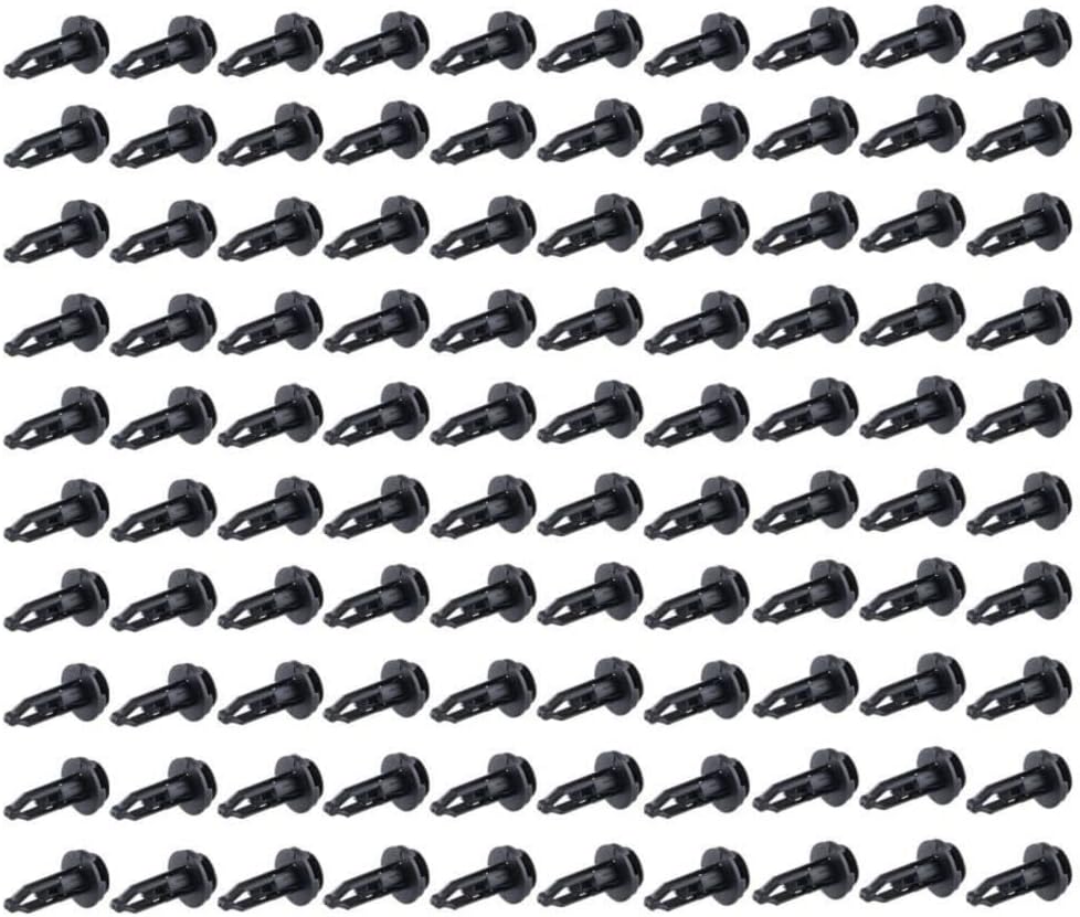 West River 100X Car Push Retainer Pin Boby Bumper Rivet Trim Moulding Clip (Black,Plastic) for Toyota,for Scion,for Lexus Front Rear Left Right 28mm/1.1 Inches-Stem Length 521610K040 5216116010