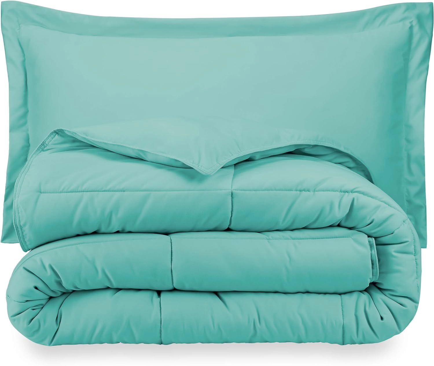 Oversized Queen All-Season Cooling Warmth Comforter Set – 3 Piece Bedding – 100% Egyptian Cotton, Long-Staple & Silky Soft – Luxury Hotel-Quality Duvet Insert – Machine Washable - Aqua Blue