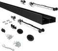 JUBEST 4FT/48 Heavy Duty Bypass Door Hardware with Soft Close Mechanism, Sturdy Closet Door Track for 2 Door System, Quietly and Smoothly, Fit Door Thickness 1 3/8' or 1 3/4', Easy to Install, Black