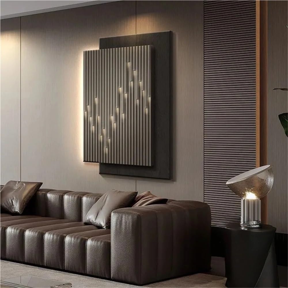 Utlgvnwn Abstract LED Wall Art Decor, Sandstone Wall Art, Creative Wall Painting, Plug-in Power Supply Decorative Painting with Lights for Living Room, Bedroom(D,31.4x23.6in)